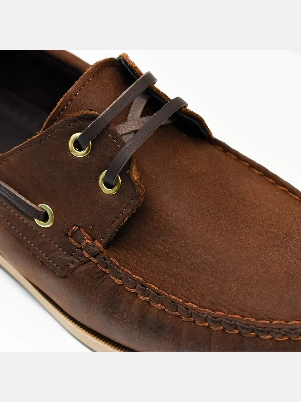 Alexandris Shoes δερμάτινα δετά μοκασίνια ταμπά/μπεζ TR — Δέρμα (φωτογραφία 2)